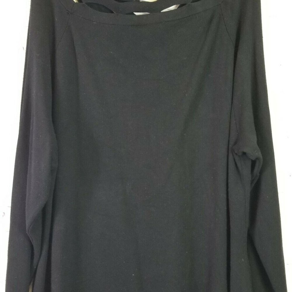 Lane Bryant size 26/28 Knit Black Long Sleeve Pull Over Long Sleeve SWEATER Top - Picture 6 of 7